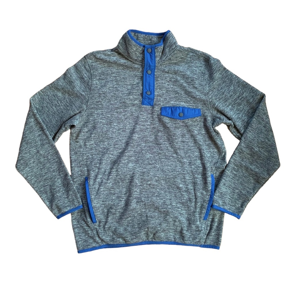 NWT Eddie Bauer Chutes 1/4 Snap Mock Neck Fleece Pullover Heather Grey Size M